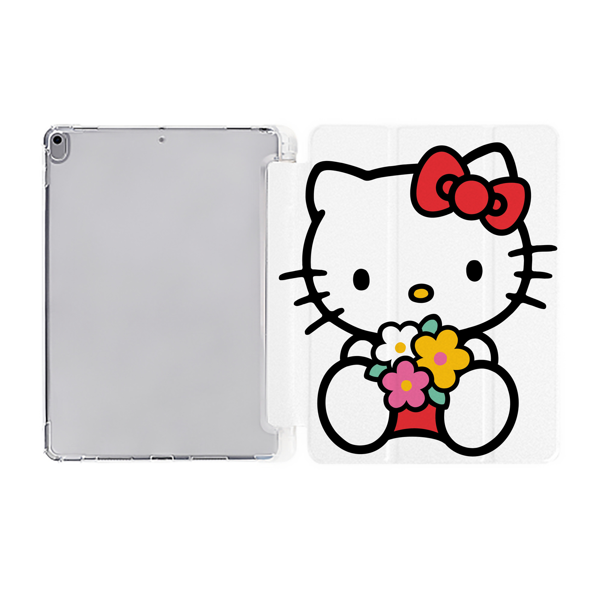 （画像用） Hello Kitty ハローキティ IPad ケース ペン収納付き 三つ折りスタンド PUレザー×シリコン 対応機種9.5/10.5/10.9インチ
